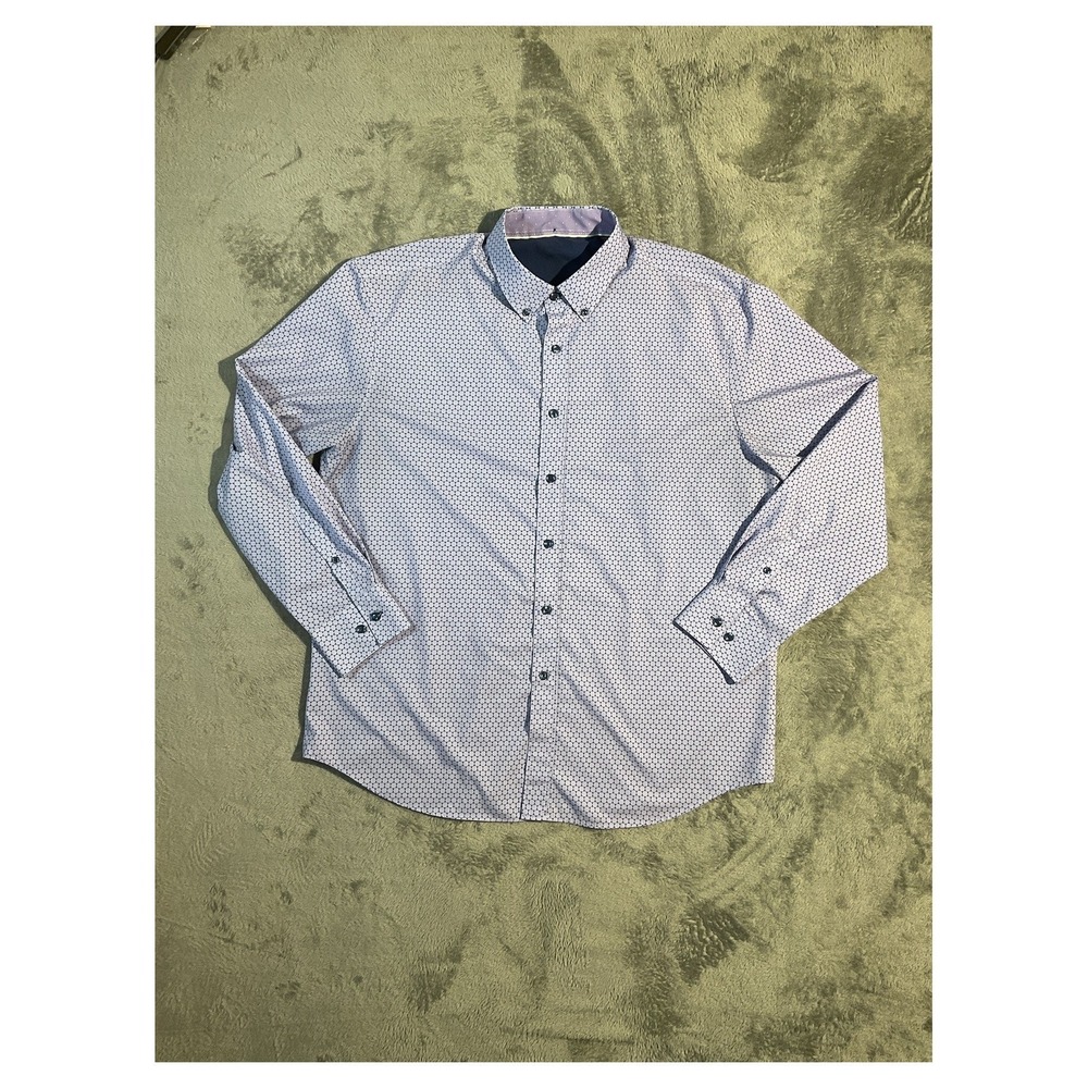 Construct Men's Slim Fit Dress Shirt Geometric XL‎ Purple